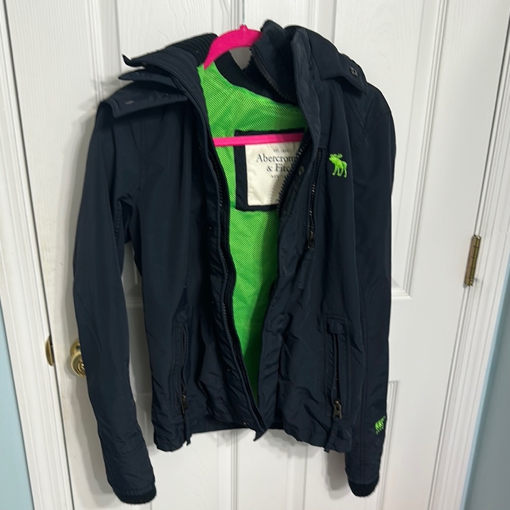 Abercrombie & Fitch Black Jacket with Green Accents